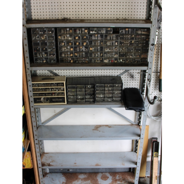 METAL SHELF & CONTENTS 