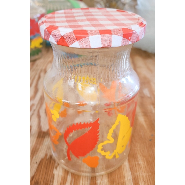 VINTAGE DOMINION GLASS JAR 6 1/4" H