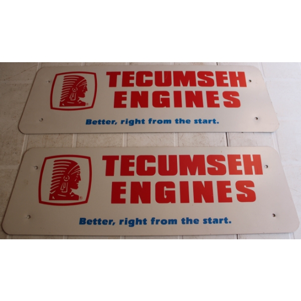 2 TECUMSEH ENGINES METAL DISPLAY SIGNS