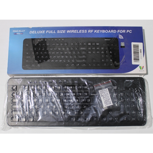 MACALLY DELUXE FULL SIZE WIRELESS RF KEYBOARD FOR PC