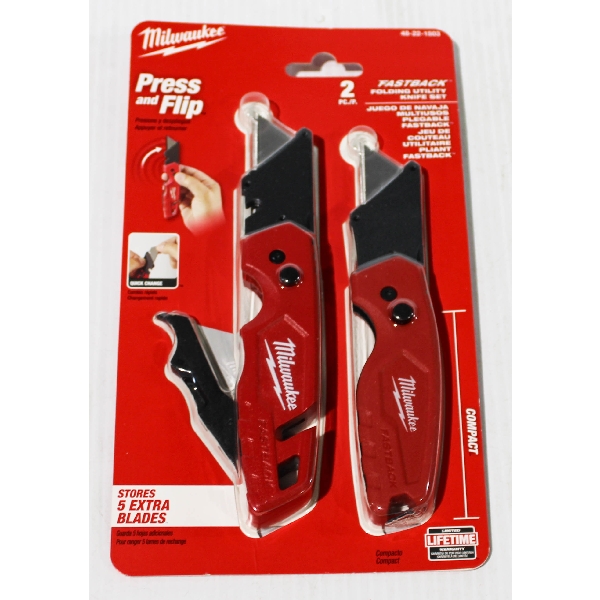 NEW MILWAUKEE 2PC FAST-BACK FOLDING KNIFE SET 