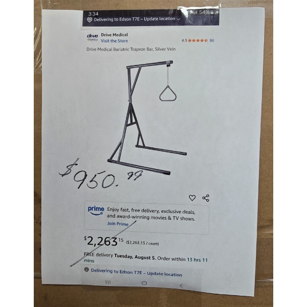 DRIVE MEDICAL BARIATIC TRAPEZE BAR
