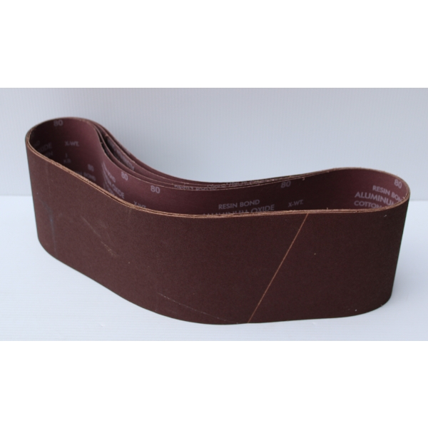 4 NEW ALUMINUM OXIDE COTTON CLOTH SANDING BELTS - 6" X 48"