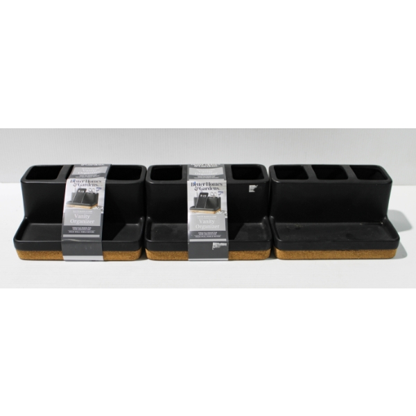 THREE CERAMIC / CORK COUNTER ORGANIZERS