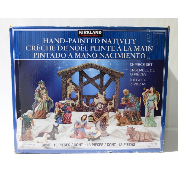 13PC KIRKLAND HAND-PAINTED NATIVITY SET