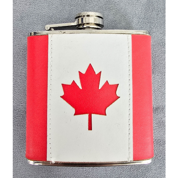 NEW CANADA FLAG THEMED 6OZ FLASK