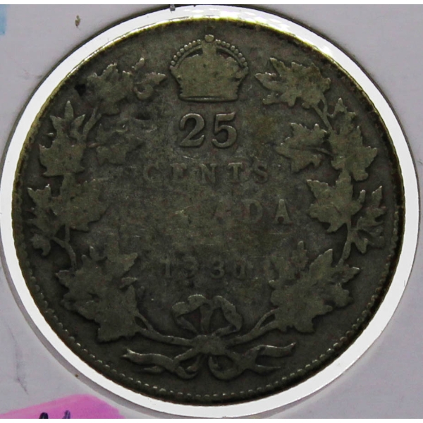 1931 CANADIAN SILVER 25 CENT COIN