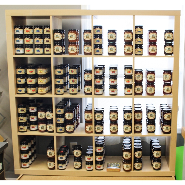 THREE WOOD SHELVING 5FT X 5FT W/16 SHELVES & TWO 5FT X 30" W/ 5 SHELVES