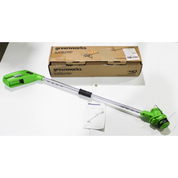 12" NEW GREENWORKS STRING TRIMMER - 40V CORDLESS