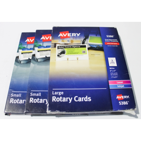 3 X 150 AVERY 5386 PRINTABLE LARGE ROTARY CARDS 