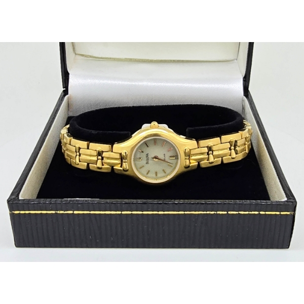 BULOVA LADIES GOLD TONED WRIST WATCH