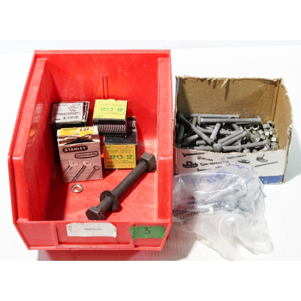 ASST. NUTS BOLTS & WASHERS W/ PARTS BIN 