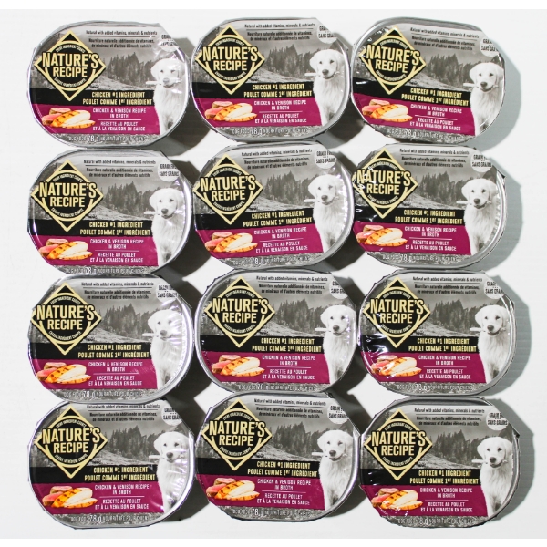 12 X 78G WET DOG FOOD - NATURE'S RECIPE CHICKEN & VENISON 