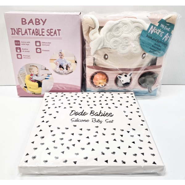 BABY GIFT COMBO - DODO SILICONE BIB SET & NOAH'S ARK GIFT SET ETC.