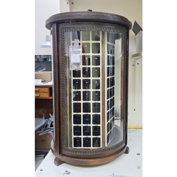 VINT. WOODEN ROTATING JEWELRY DISPLAY CASE