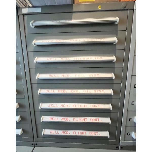 30" LX 44"H X 28"D STANLEY METAL 8 DRAWER TOOL / PARTS CABINET