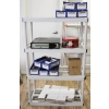 HEAVY DUTY PLASTIC 4 SHELVE 3FT X 4FT X 16-INCH-DEEP W/CONTENTS