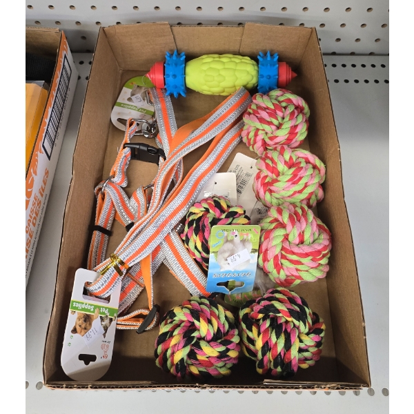 ASSORT. DOG TOYS AND HARNESS