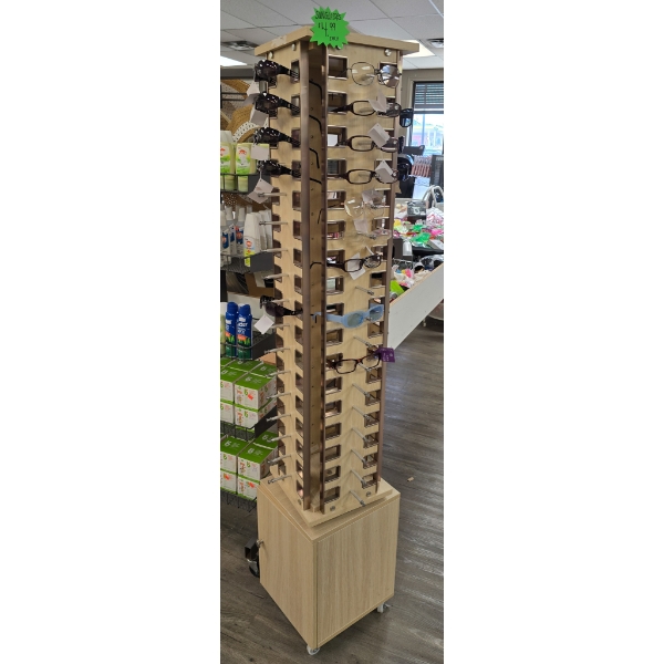 SUNGLASS STAND WITH SUN AND READING GLASSES