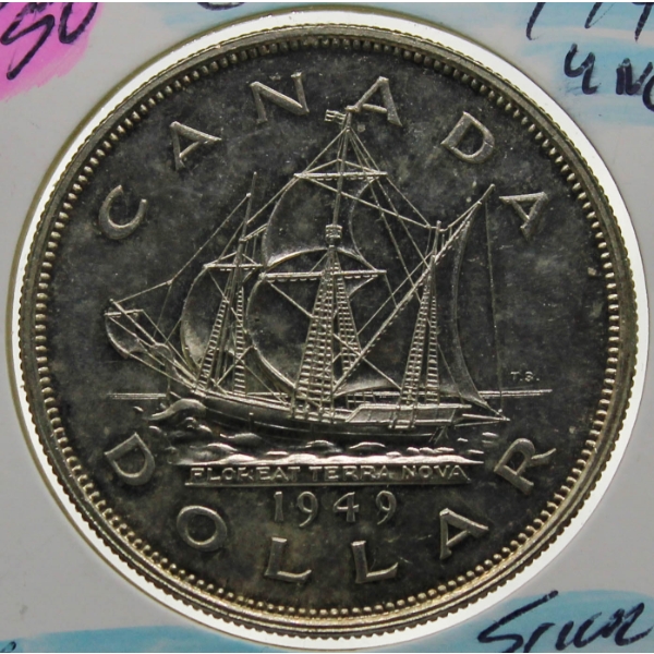 1949 UNC. CANADIAN SHIP SILVER DOLLAR