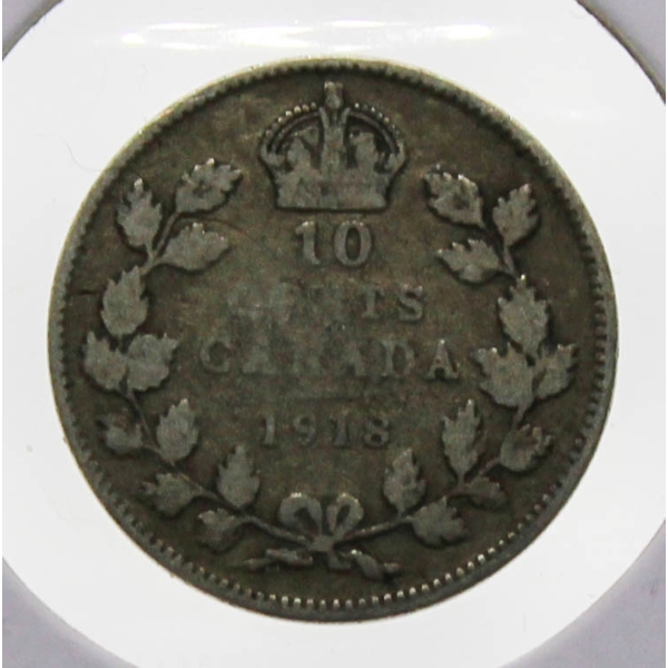 1918 CANADIAN SILVER 10 CENT COIN
