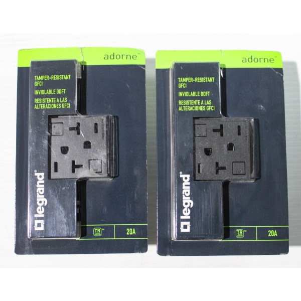 2 NEW LEGRAND LIGHTING ADORNE 20A GFCI OUTLET - GRAPHITE