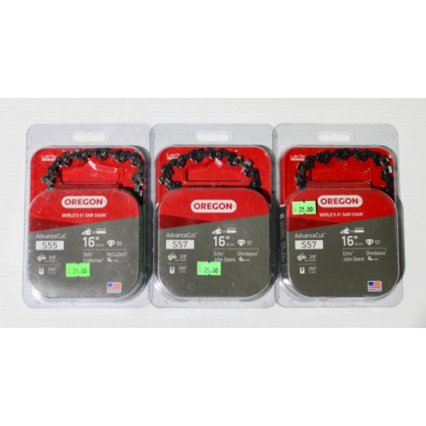 3 NEW 16" OREGON REPLACEMENT CHAINSAW CHAINS