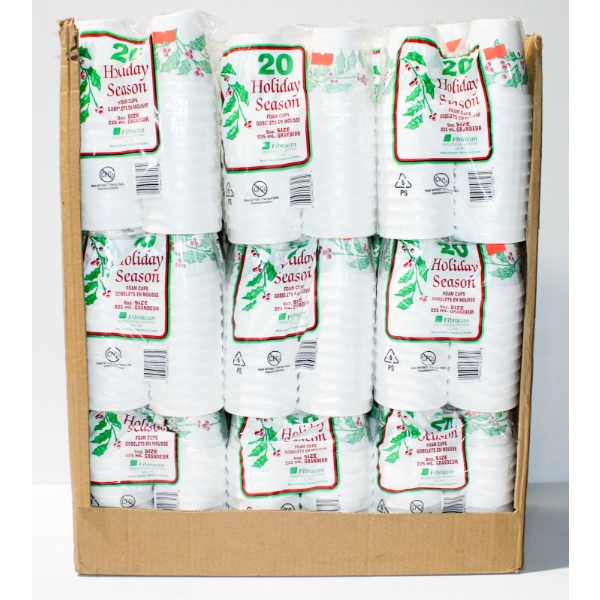 27 X 20 CHRISTMAS HOLIDAY FOAM CUPS - 