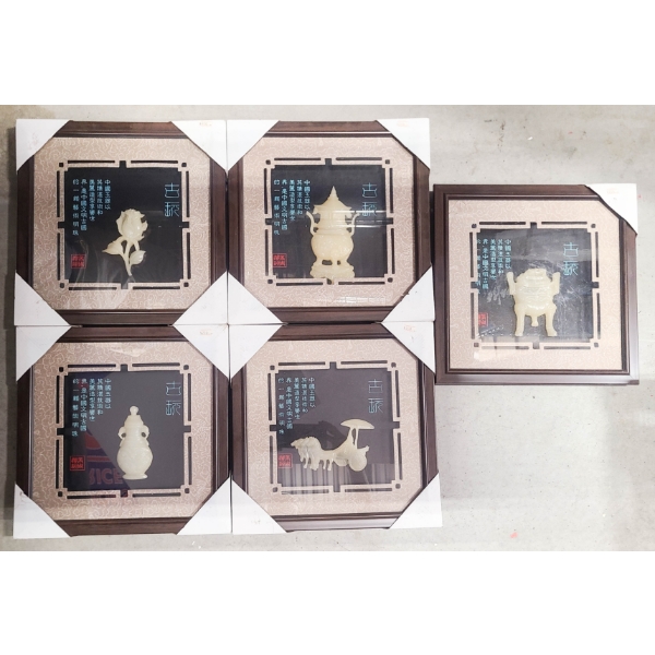 5 ASIAN DECORATIVE SHADOW BOX WALL ART