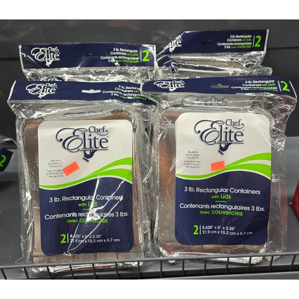 LOT OF 3LB. RECTANGULAR CONTAINERS WITH LIDS