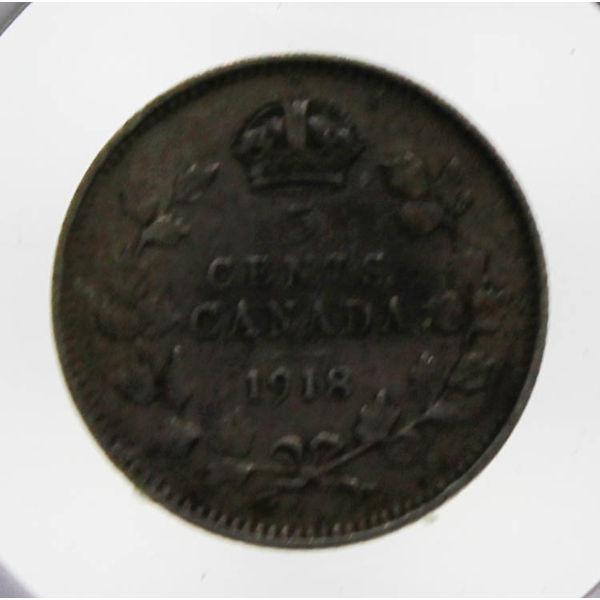 1918 CANADA CANADA SILVER 5 CENT COIN