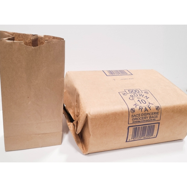 500 KRAFT NO.10 GROCERY / SNACK PAPER BAGS