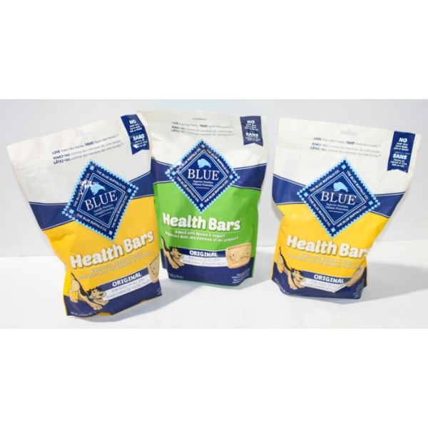 3 X 453G BLUE BUFFALO HEALTH BARS DOG TREATS - ASST.