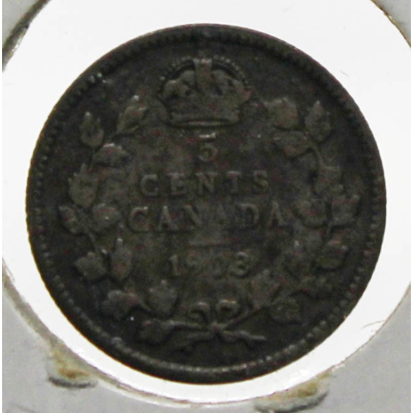 1903 CANADIAN SILVER 5 CENT COIN