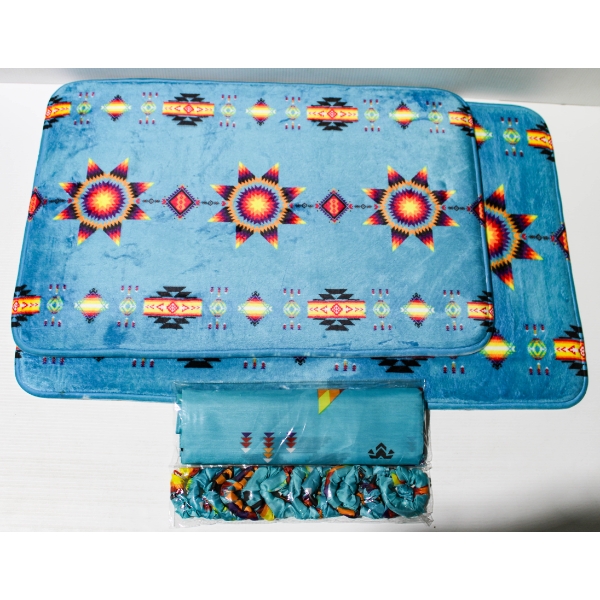 15PC NU TRENDS STARBURST LUXURY BATHROOM SET - BLUE