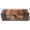Image 1 : FLORAL WOODEN WINE BOX W/ CORKSCREW ETC.