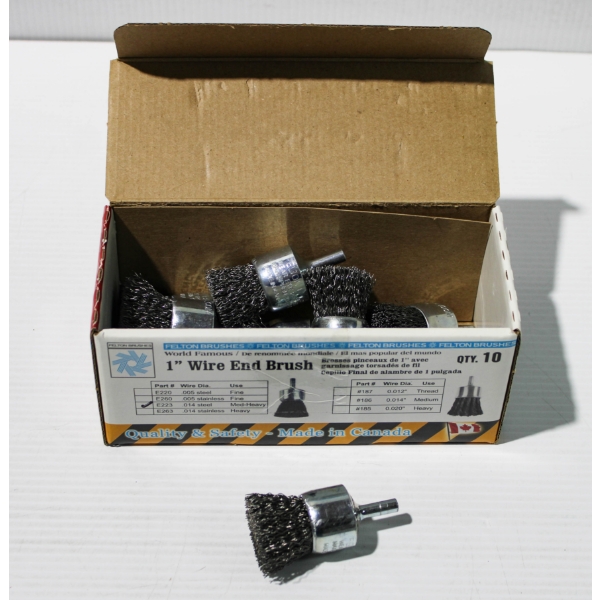 10 NEW FELTON 1" WIRE END BRUSH