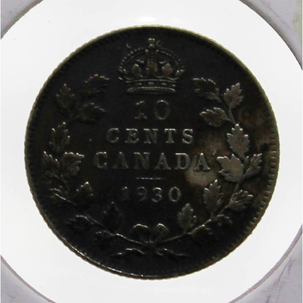 1930 CANADIAN SILVER 10 CENT COIN