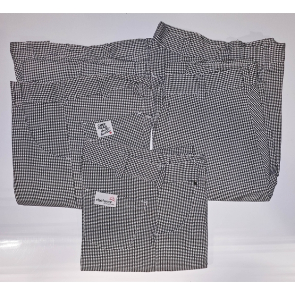 FIVE PAIRS OF CHEF WEAR PANTS SIZE 28