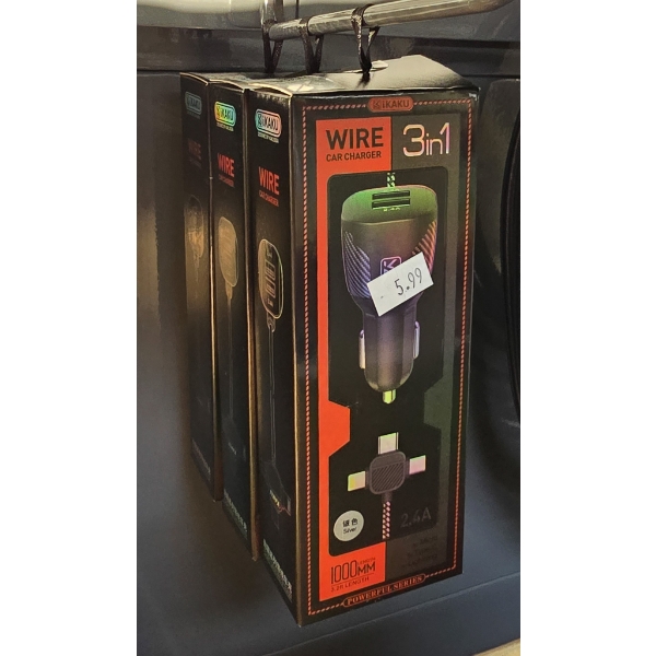 THREE 3 IN 1 WIRE CAR CHARGER