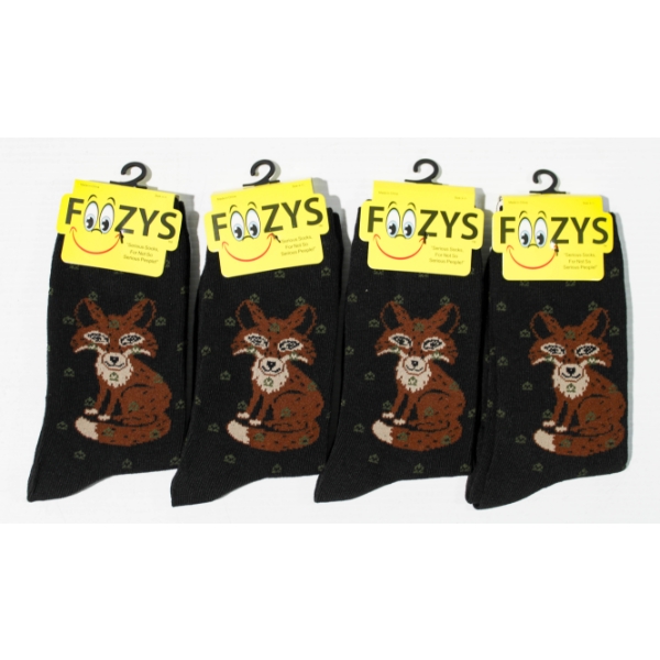 4PR NEW UNISEX FOOZYS SOCKS - FOX - BLK