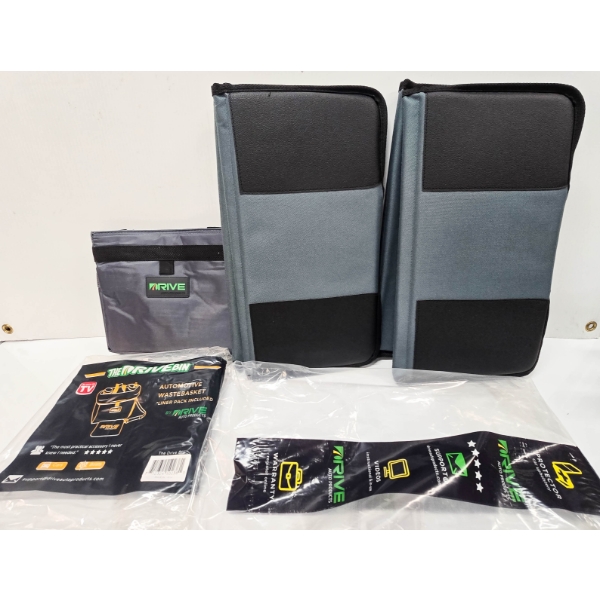 2 DRIVE AUTO CAR SEAT PROTECTORS + DRIVE AUTO WATERPROOF GARBAGE BIN 