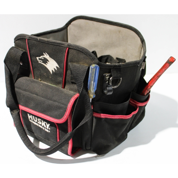 HUSKY TOOL POUCH W/ ASST. CONTENTS