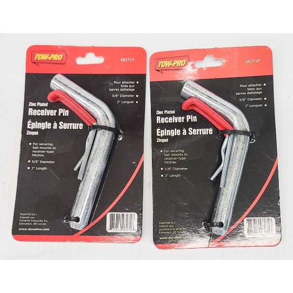 2 TOW-PRO ZINC PLATED RECEIVER HITCH PINS