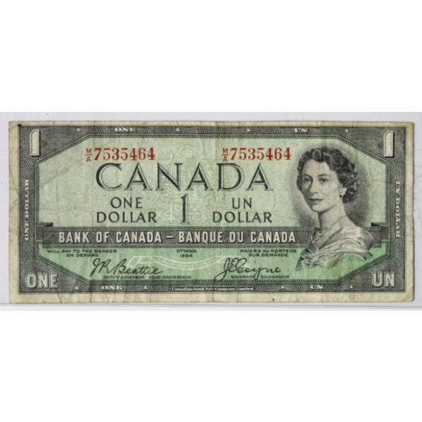 1954 DEVILS FACE CANADIAN $1 BANKNOTE