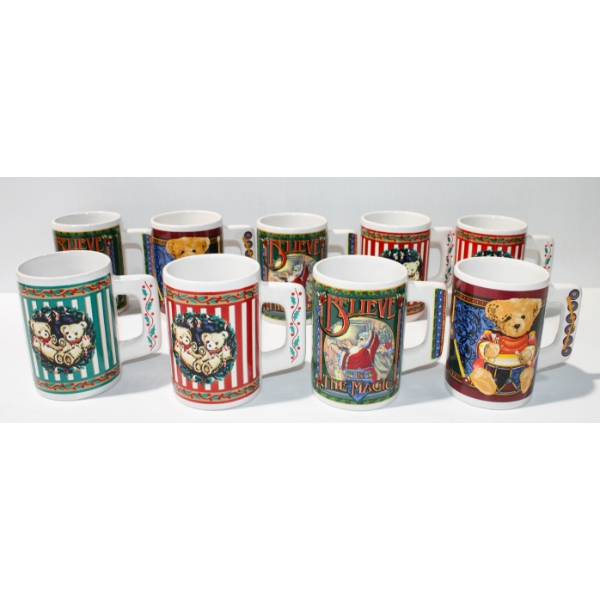 9 X JUMBO HOLIDAY CHRISTMAS MUGS