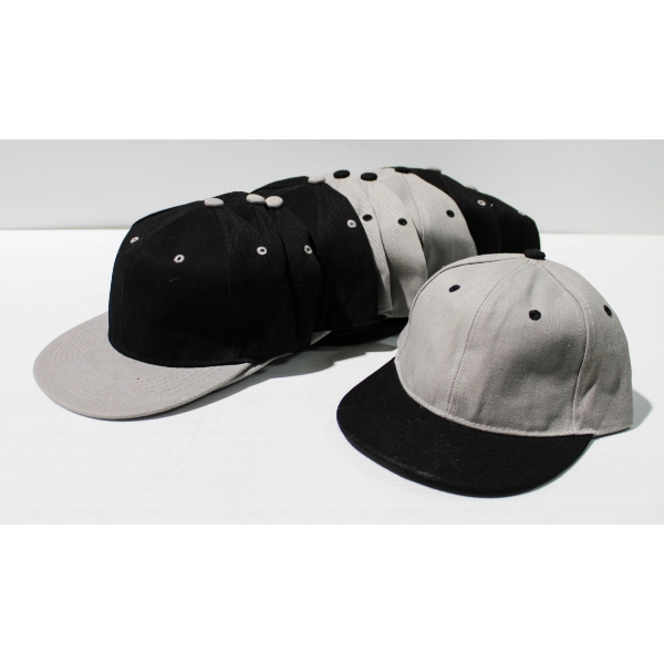 12 NEW ADULT BASEBALL STYLE HATS - BLK/GREY & GREY/BLK