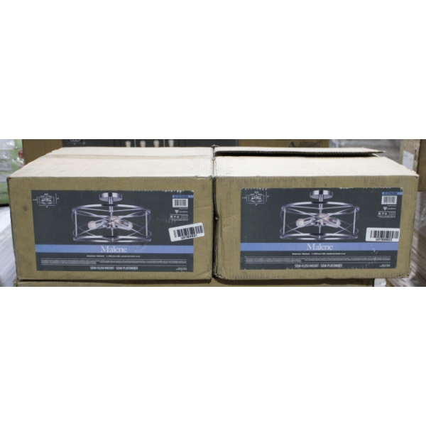 2 NEW CANARM MALENE SEMI-FLUSH MOUNT, BRUSHED NICKLE