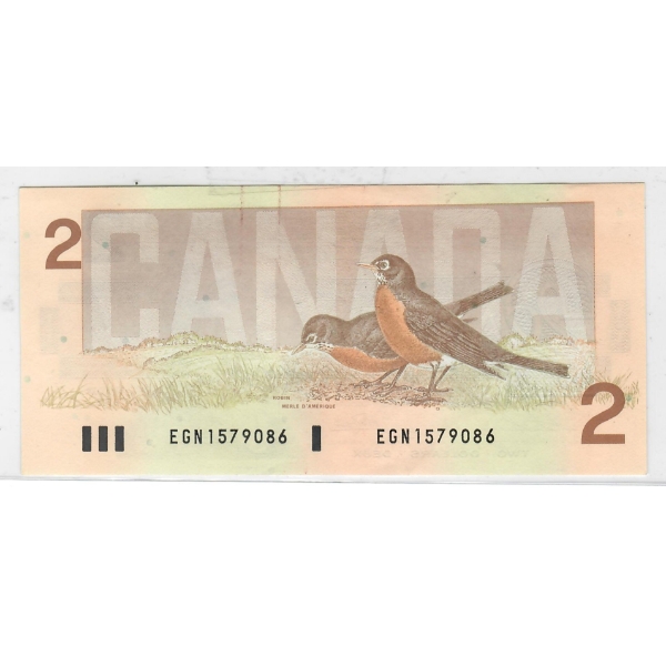 1986 CANADIAN ROBBIN $2 DOLLAR BANK NOTE