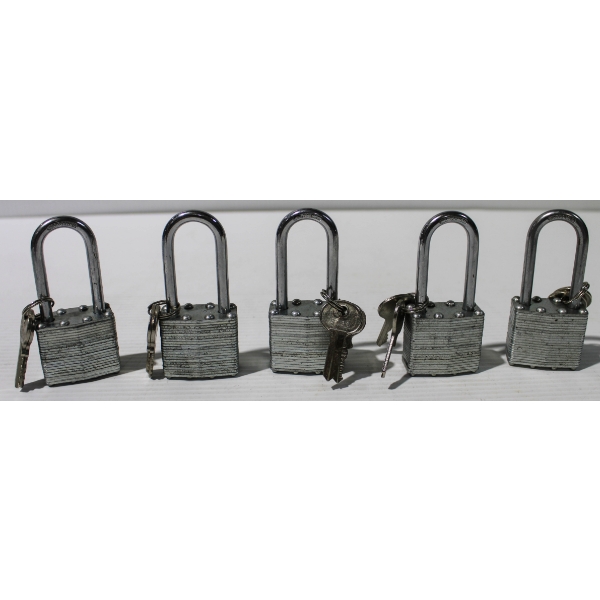 5 NEW PADLOCKS W/ KEYS